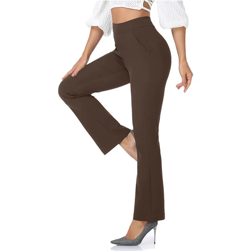 Pantaloni casual in tinta unita a vita alta