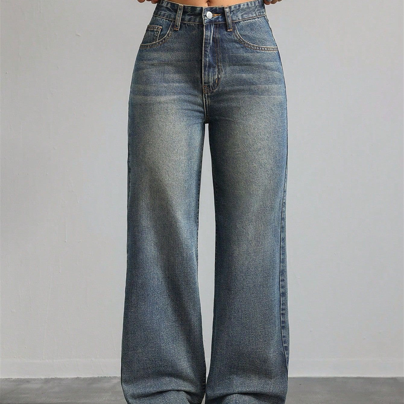 Jeans a gamba larga  vita alta