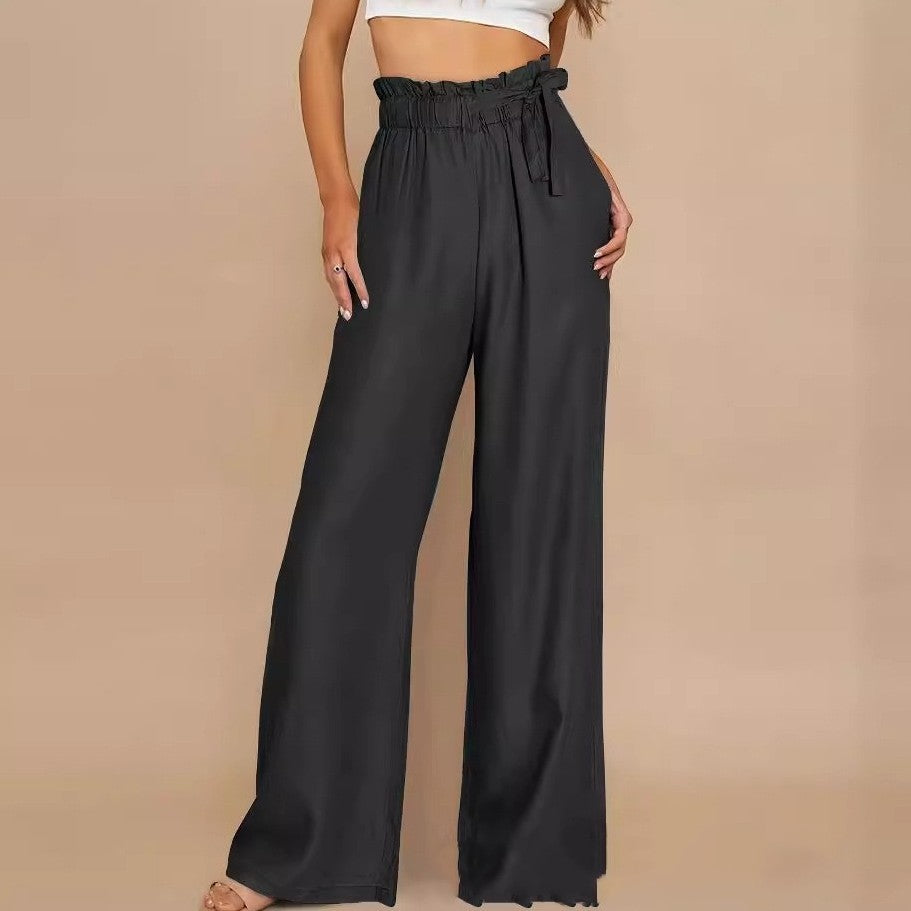 Pantaloni larghi con lacci in tinta unita