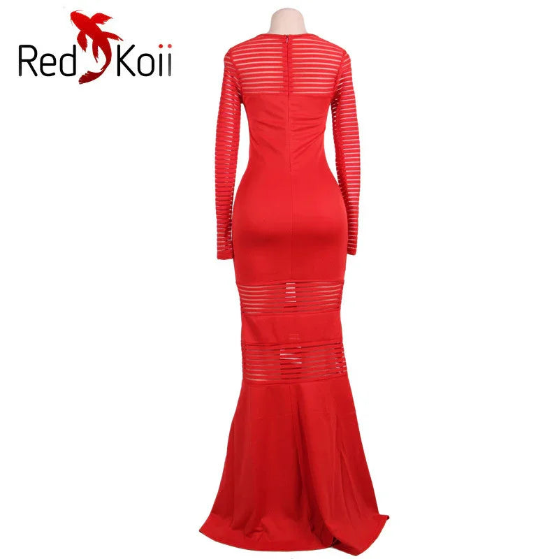 Long Slim Stripe Perspective Mermaid Dress - VAleG