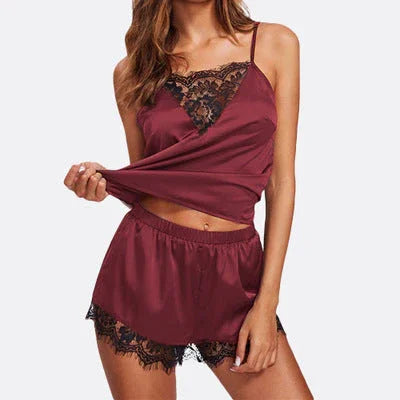 Nuovi Pigiami In Raso Di Seta Da Donna Sexy Set Indossare Lingerie Da Notte Babydoll 112 Ordini - VAleG