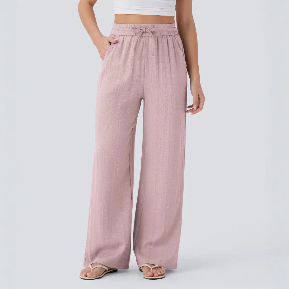 Pantaloni larghi casual a gamba larga in tinta unita