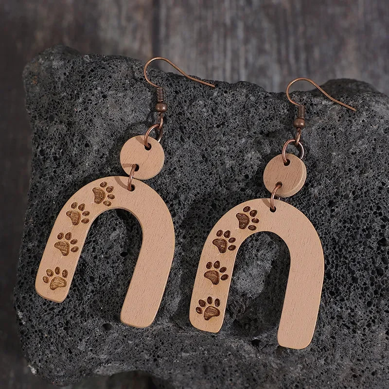 Geometric Shape Wooden Earrings - VAleG