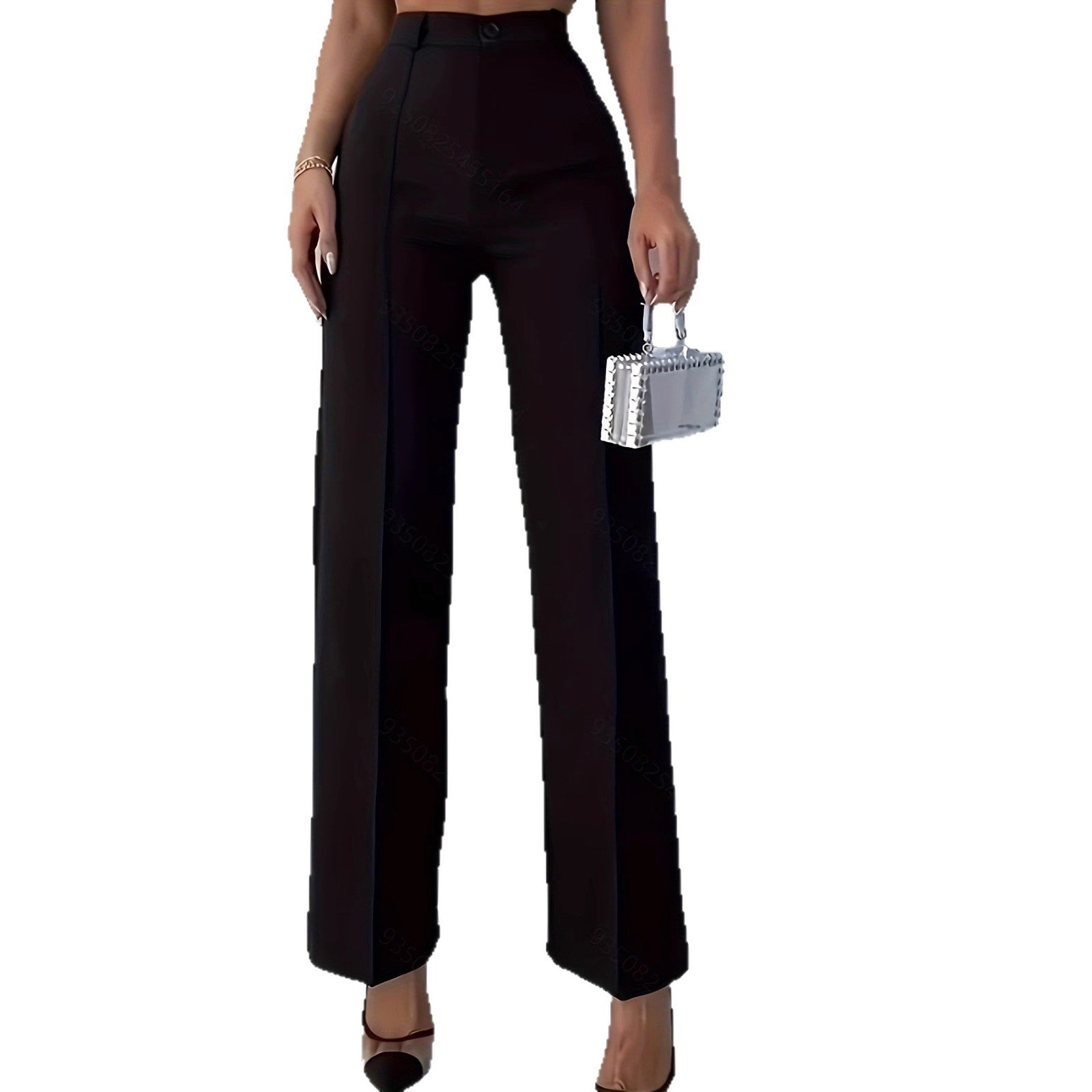 Pantaloni casual in tinta unita a vita alta