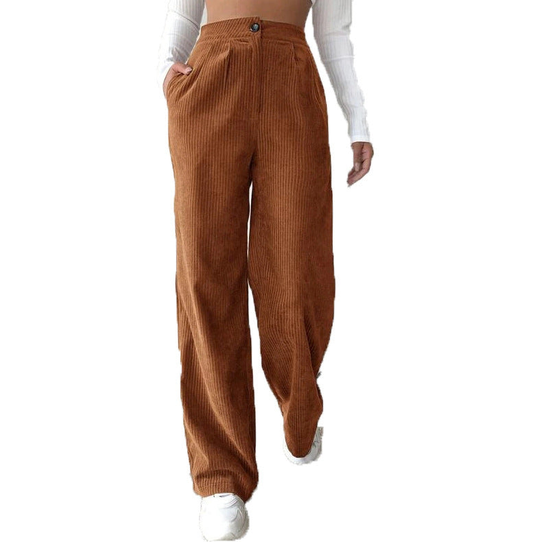 Pantaloni larghi in velluto a coste in tinta unita