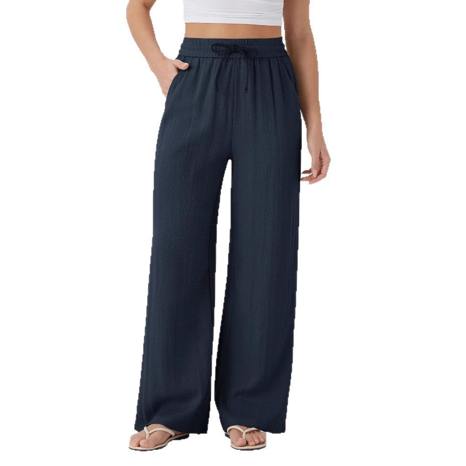 Pantaloni larghi casual a gamba larga in tinta unita