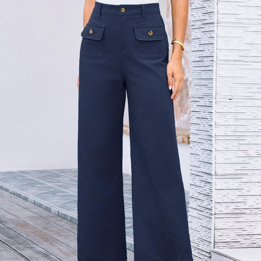 Pantaloni larghi a vita alta  casual elasticizzati