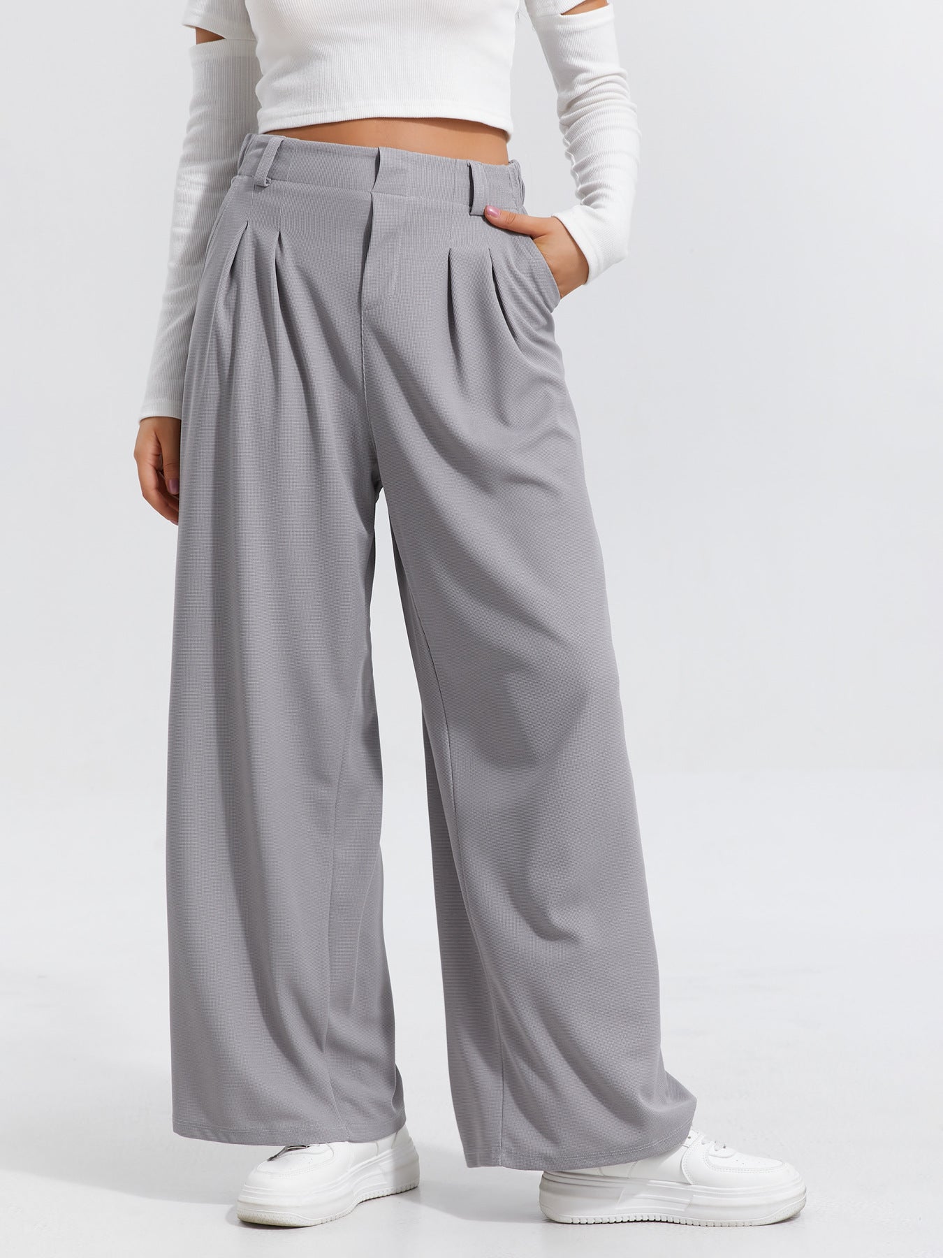 Pantaloni Larghi -  Eleganti Casual A Gamba Larga Da Donna