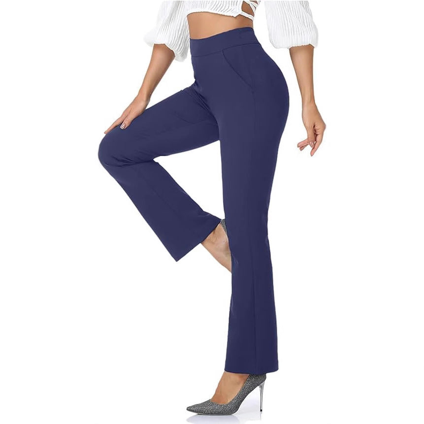Pantaloni casual in tinta unita a vita alta