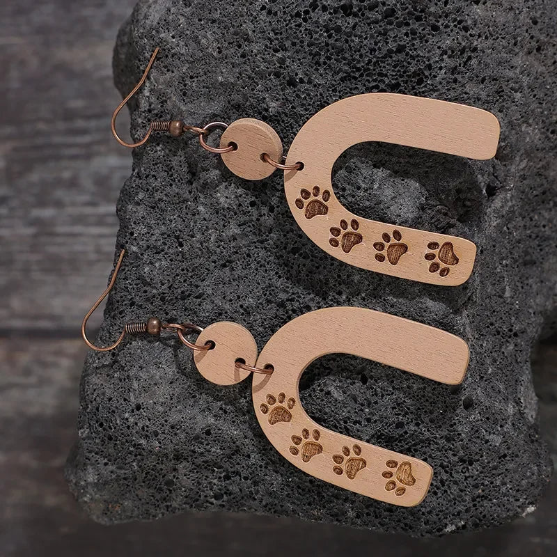 Geometric Shape Wooden Earrings - VAleG