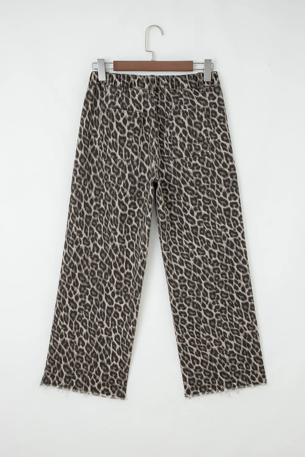 Jeans a gamba larga dritta leopardata gialla