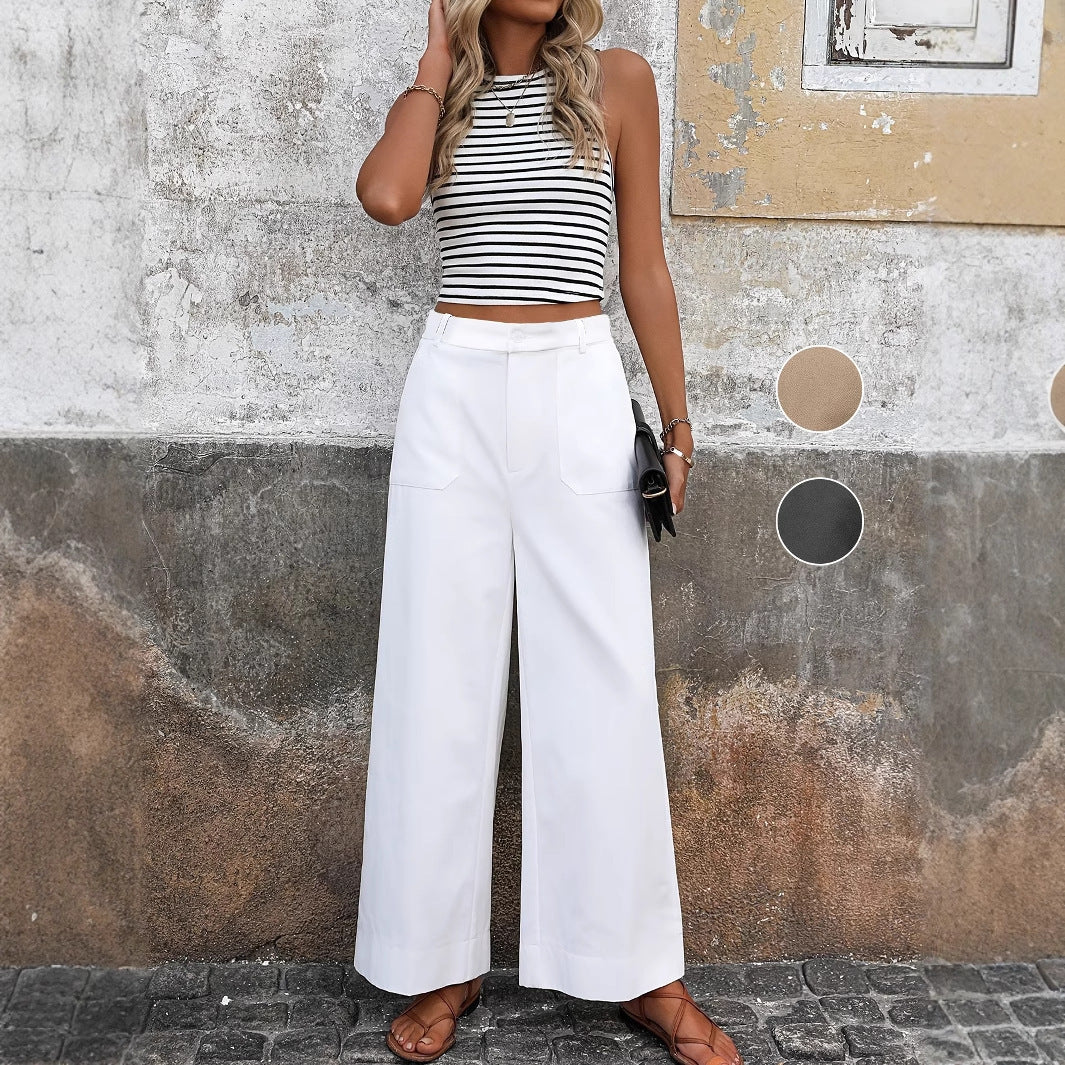 Pantaloni larghi a vita alta  da donna