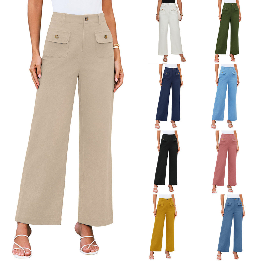 Pantaloni larghi a vita alta  casual elasticizzati