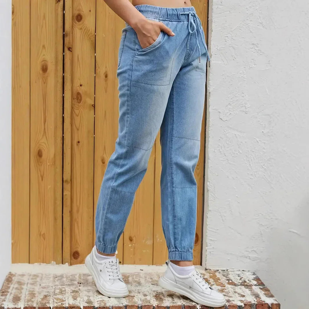 Elastic Waistband Jeans For Women - VAleG