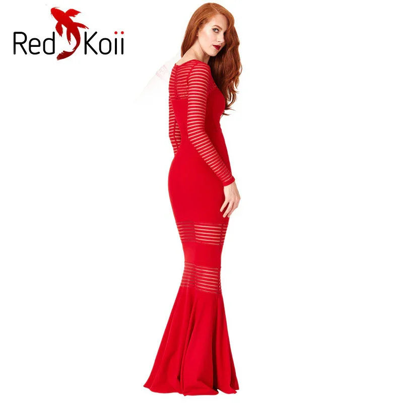 Long Slim Stripe Perspective Mermaid Dress - VAleG