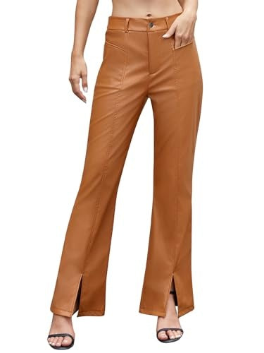 Pantaloni in ecopelle svasati