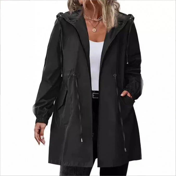 Women's Rain Jacket Long Lightweight Hooded Windbreaker - VAleG