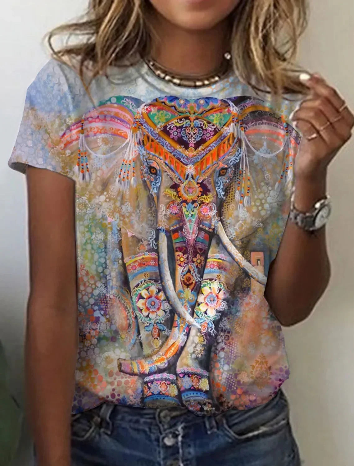 Women's European And American New Abstract Retro Print Short Sleeves - VAleG