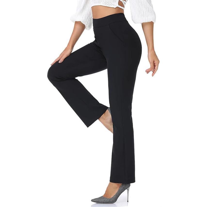 Pantaloni casual in tinta unita a vita alta