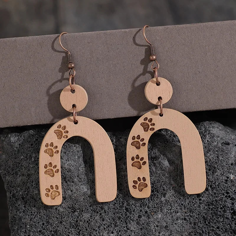 Geometric Shape Wooden Earrings - VAleG