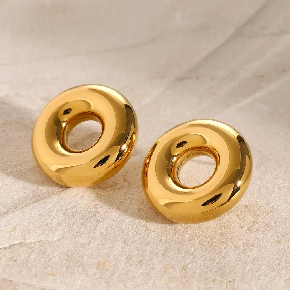Stainless Steel Cutout Round Shape Earrings - VAleG