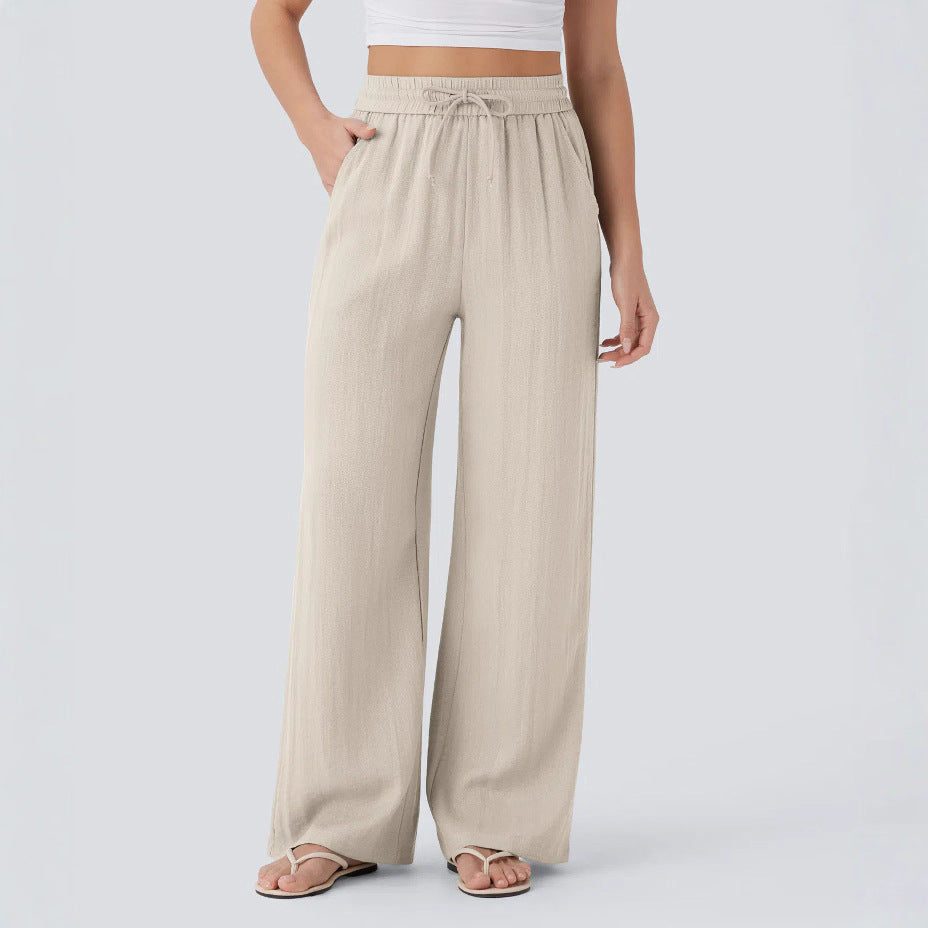 Pantaloni larghi casual a gamba larga in tinta unita