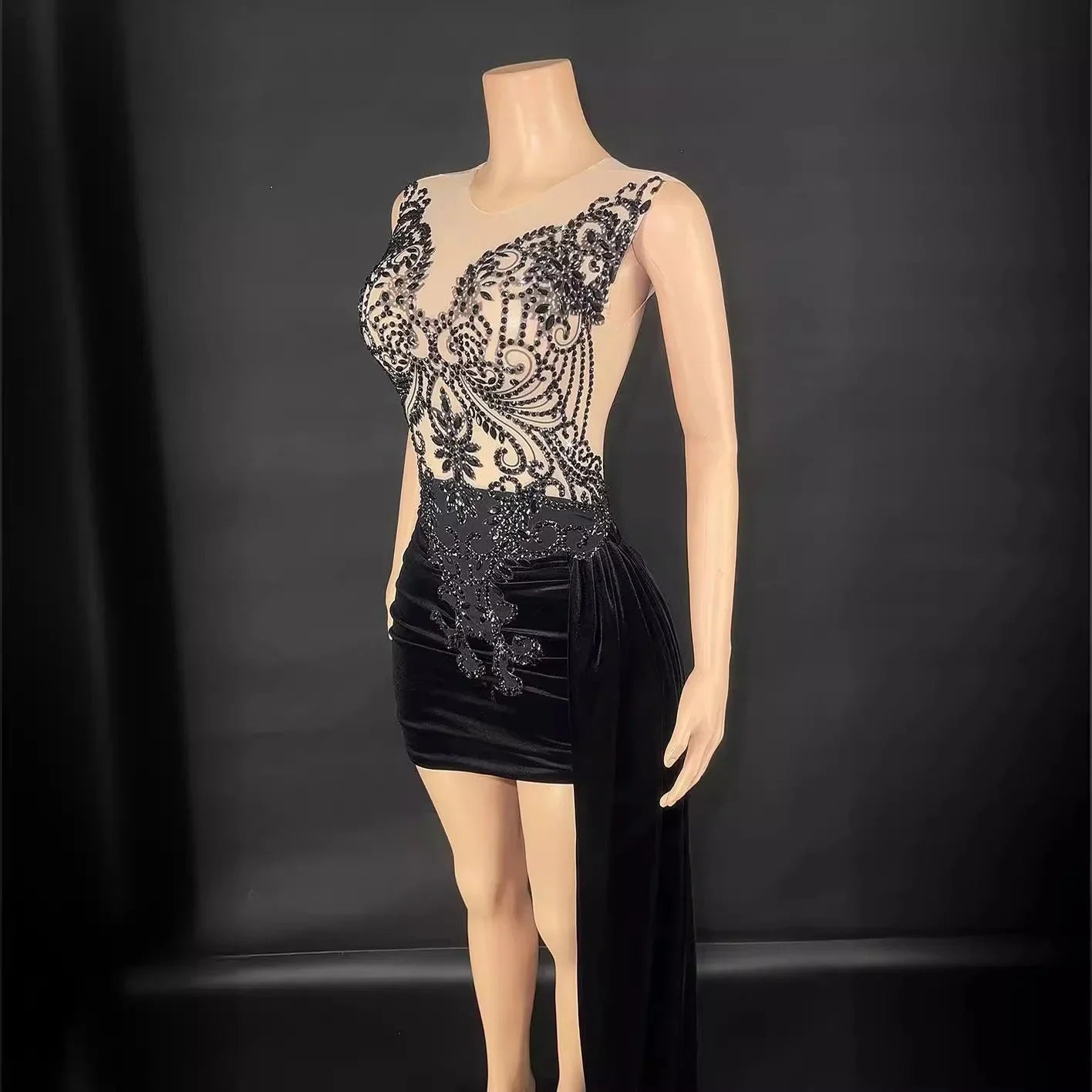 Summer Luxury Evening Dress Female Singer Stage Costume Senior Dress Side Trailing Skirt - VAleG