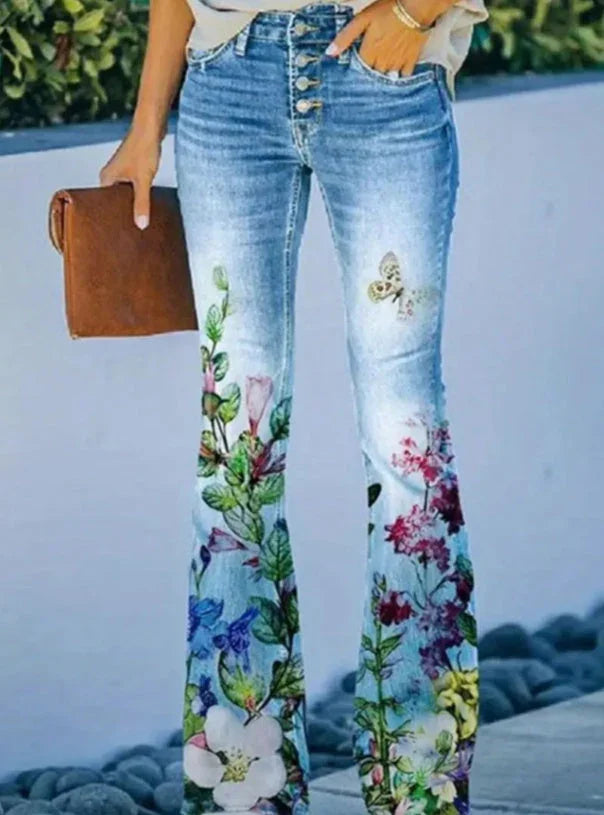 Women's Printed Polyester Jeans - VAleG