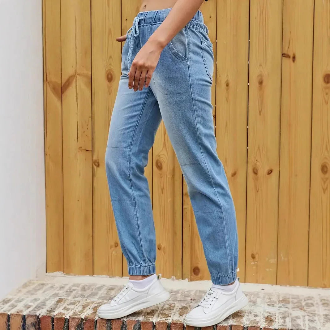 Elastic Waistband Jeans For Women - VAleG