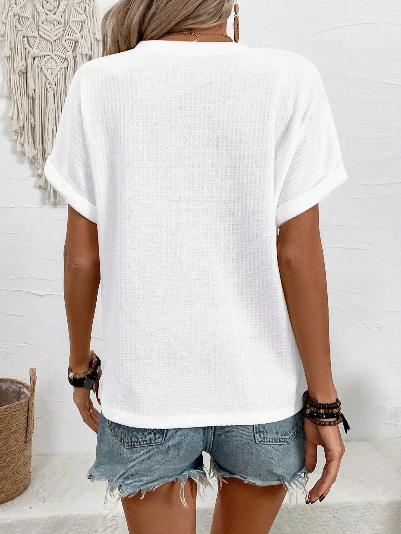 T-shirt casual da donna con scollo VAleG