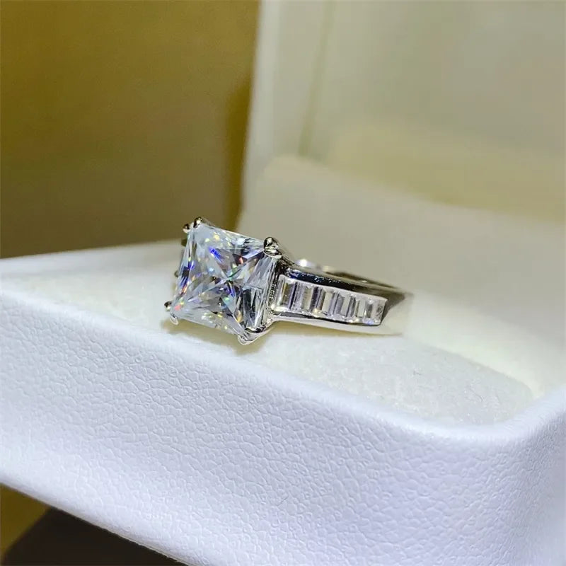 3 Carat Moissanite 925 Sterling Silver Square Shape Ring - VAleG