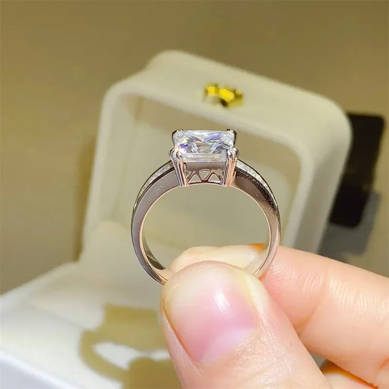 3 Carat Moissanite 925 Sterling Silver Square Shape Ring - VAleG
