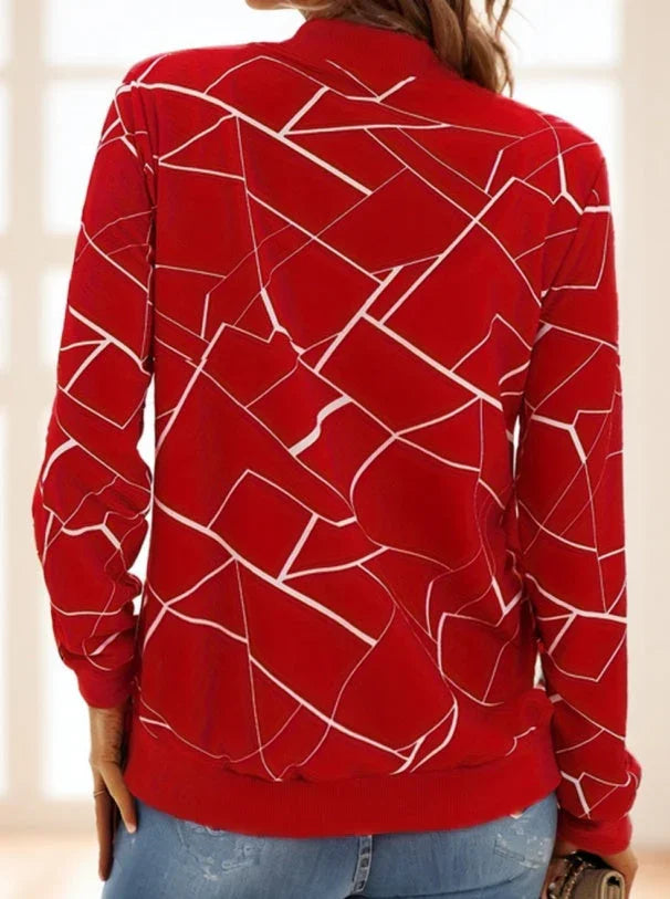 Geo Print Zipper Front Jacket - VAleG