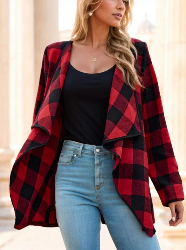 Women'S Plaid Trench Coat - VAleG