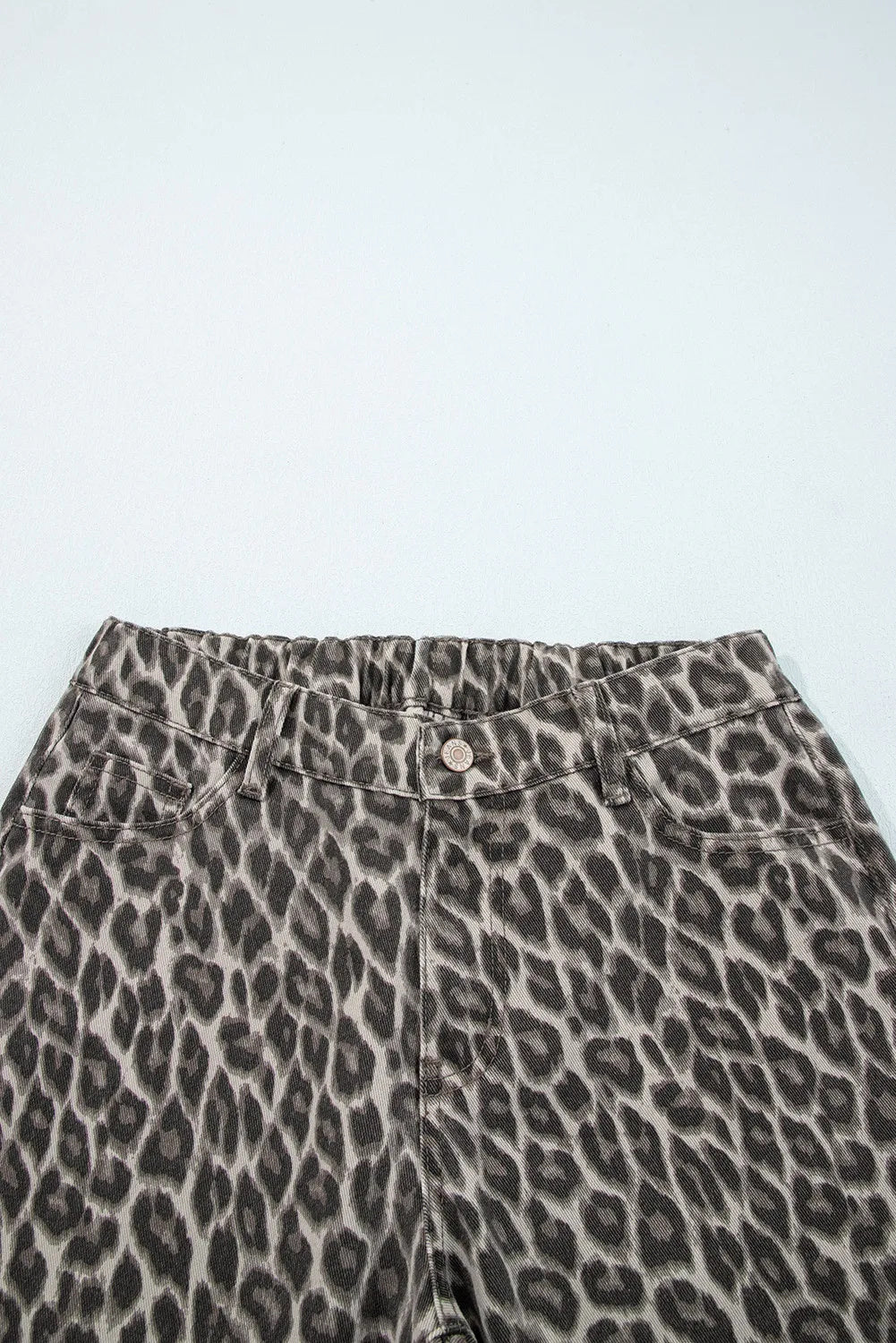 Jeans a gamba larga dritta leopardata gialla