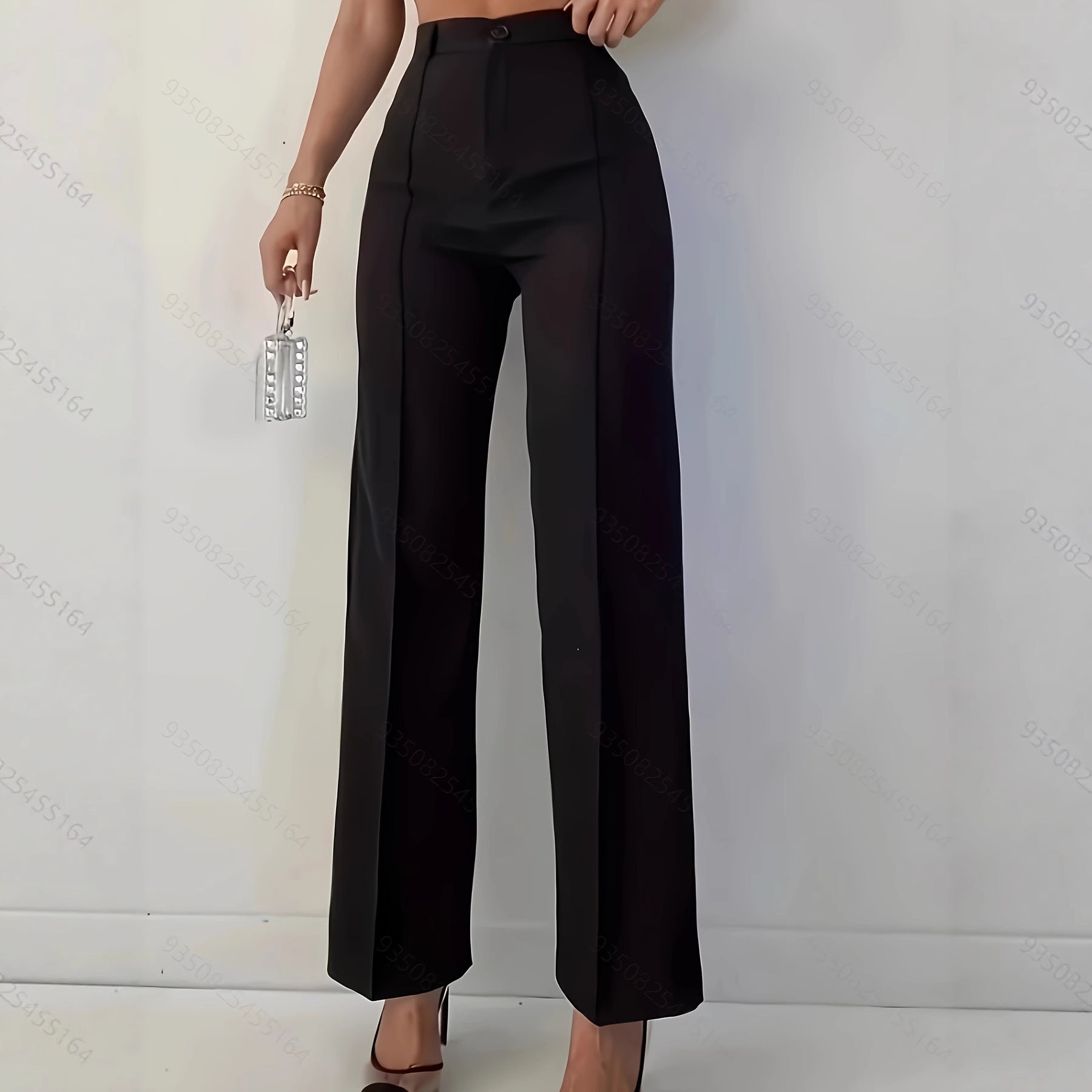 Pantaloni casual in tinta unita a vita alta