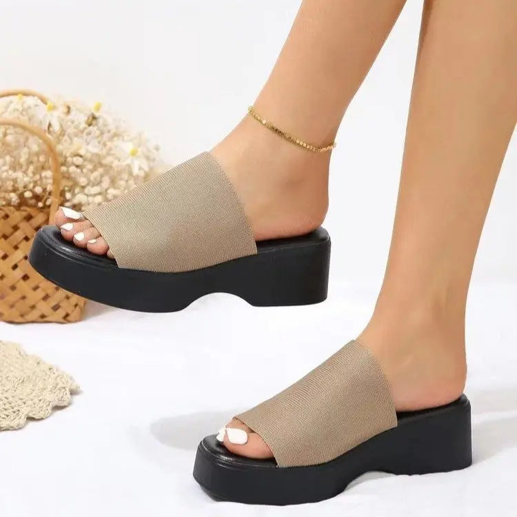 Pantofole con zeppa semplici da donna - VAleG