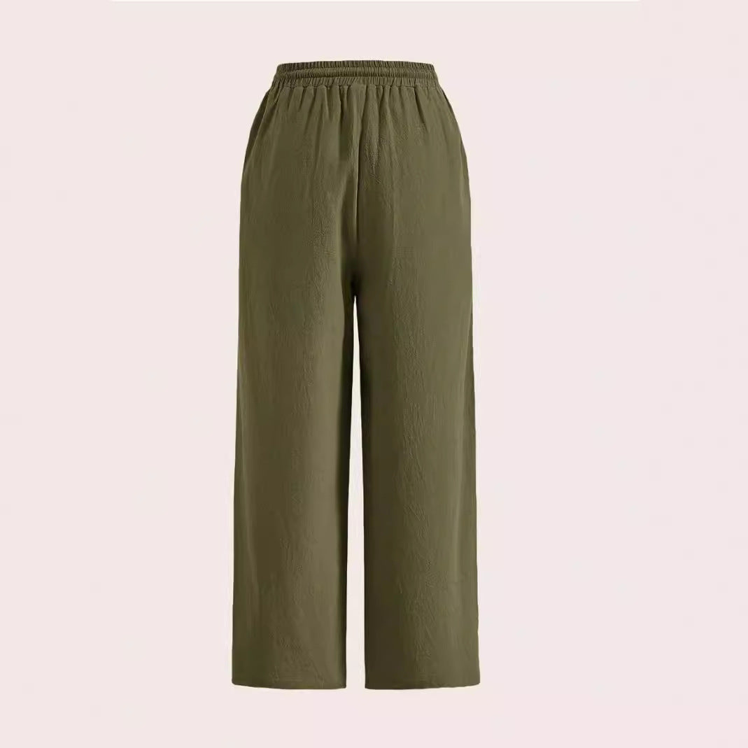 Pantaloni casual da donna con coulisse a tinta unita con tasca dritta