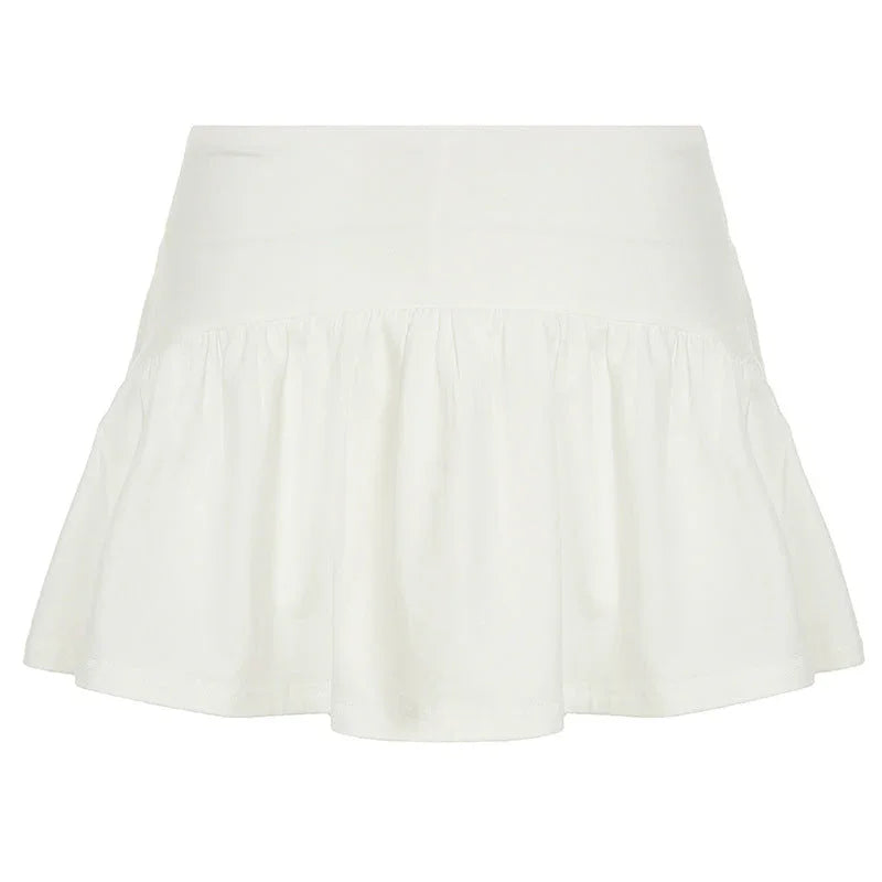 Solid Color And V-neck Hollow Out Strap Short Exercise Skirt Suit - VAleG