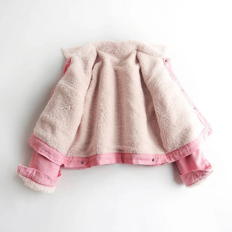 Lamb Wool Fleece-lined Thickening Denim Jacket - VAleG