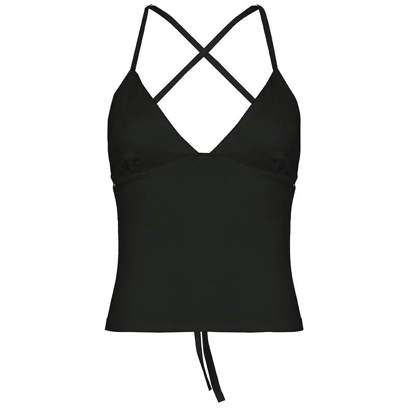 Solid Color And V-neck Hollow Out Strap Short Exercise Skirt Suit - VAleG