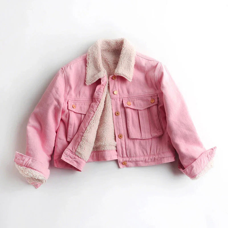 Lamb Wool Fleece-lined Thickening Denim Jacket - VAleG