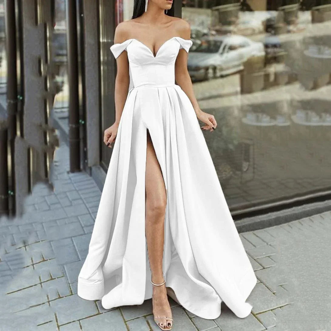 Women's Clothing Multi-color Tube Top V-neck Backless Large Swing Split Sleeveless Dress - VAleG