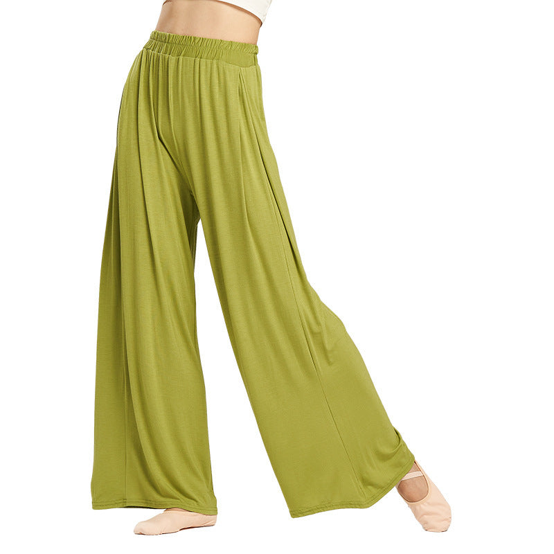Pantaloni a gamba larga a vita alta elasticizzata a vita alta da donna
