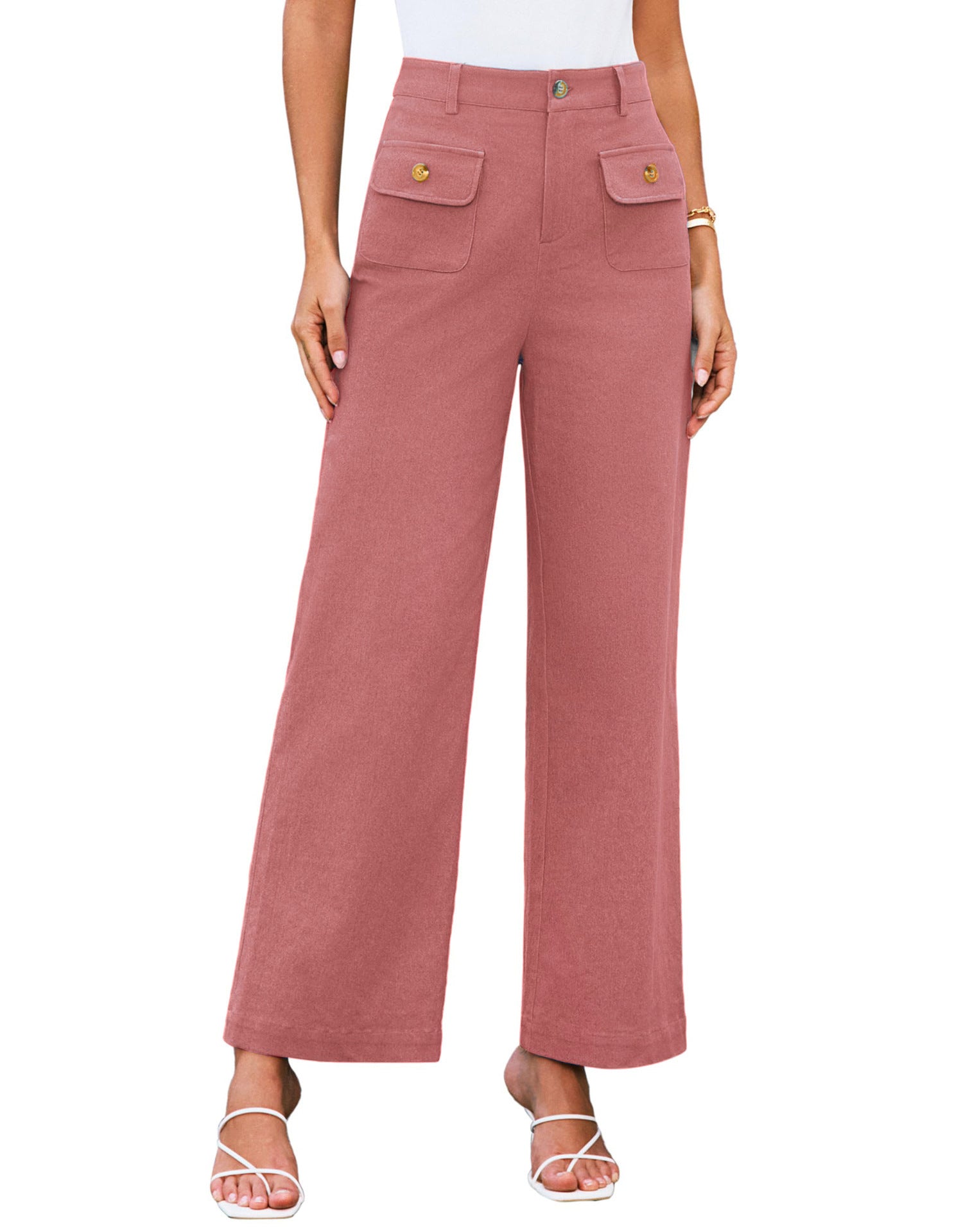 Pantaloni larghi a vita alta  casual elasticizzati