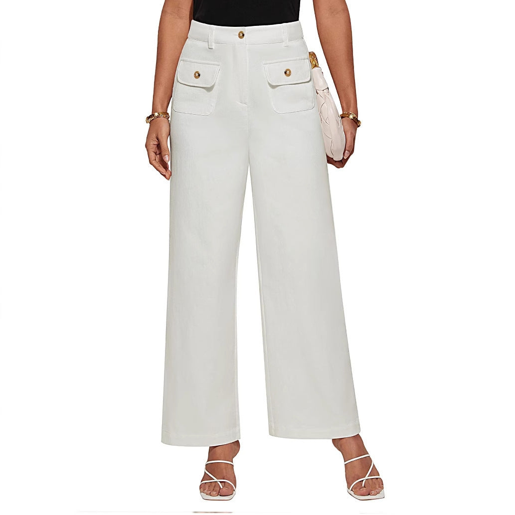 Pantaloni larghi a vita alta  casual elasticizzati
