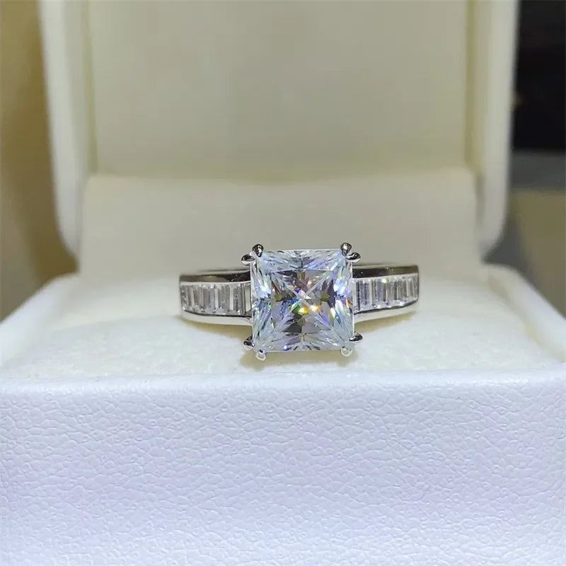 3 Carat Moissanite 925 Sterling Silver Square Shape Ring - VAleG