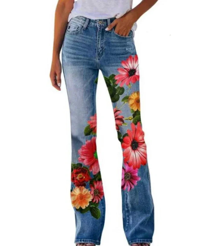 Women's Printed Polyester Jeans - VAleG