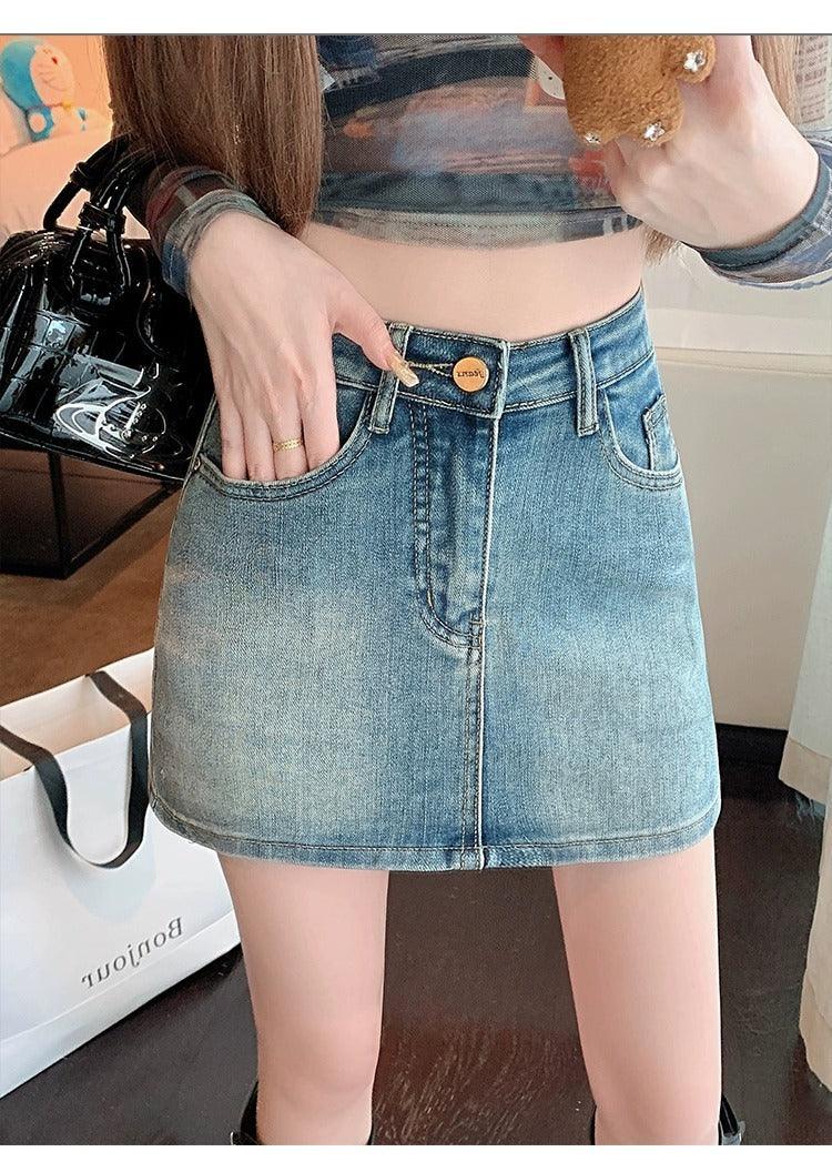 Retro Denim High Waist Hip Skirt - VAleG