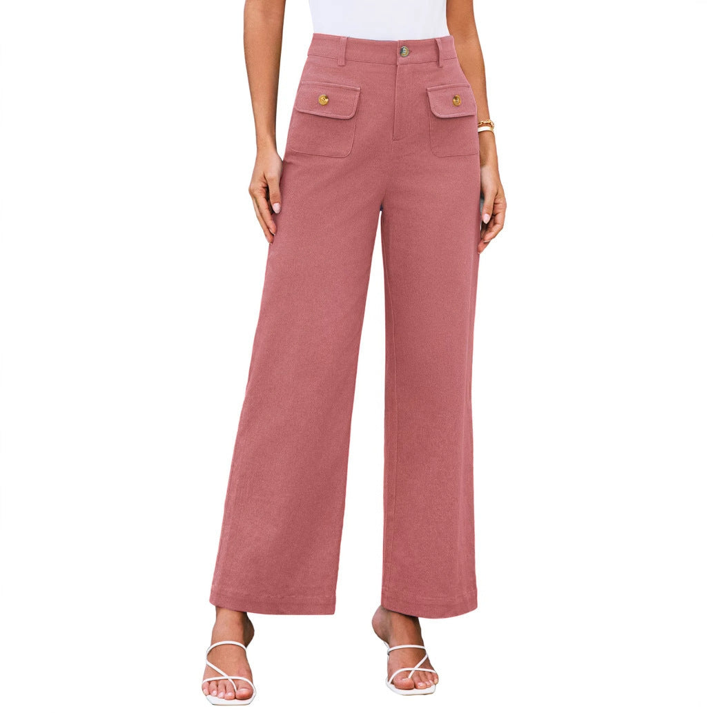 Pantaloni larghi a vita alta  casual elasticizzati